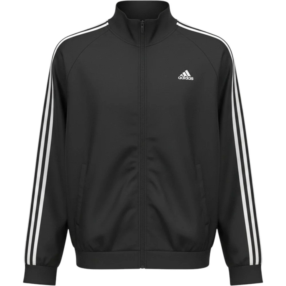 Adidas Mens 2XL Black 3-Stripe Full Zip Track Jacket H46099 Athletic Sportswear